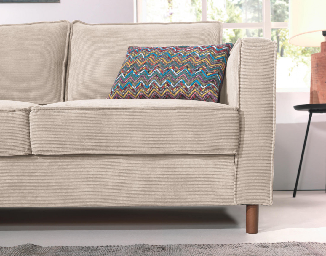 Canapé d'angle gauche convertible 5 places en velours côtelé Jake