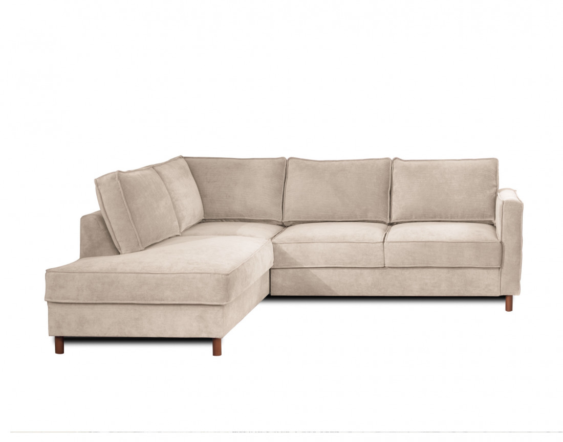 Canapé d'angle gauche convertible 5 places en velours côtelé Jake