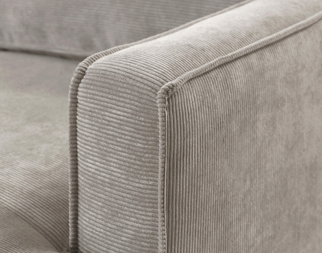 Canapé panoramique d'angle gauche convertible avec coffre 7 places en velours côtelé Jake