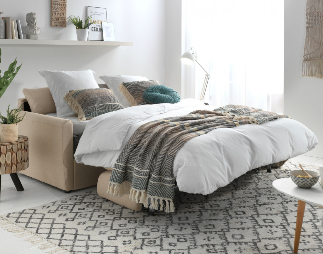 Canapé 3 places convertible express quotidien en tissu Ari