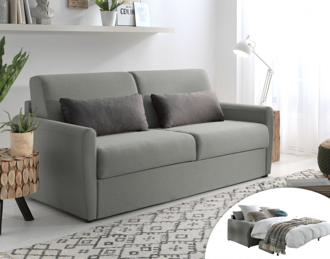 Canapé 3 places convertible express quotidien en tissu Ari