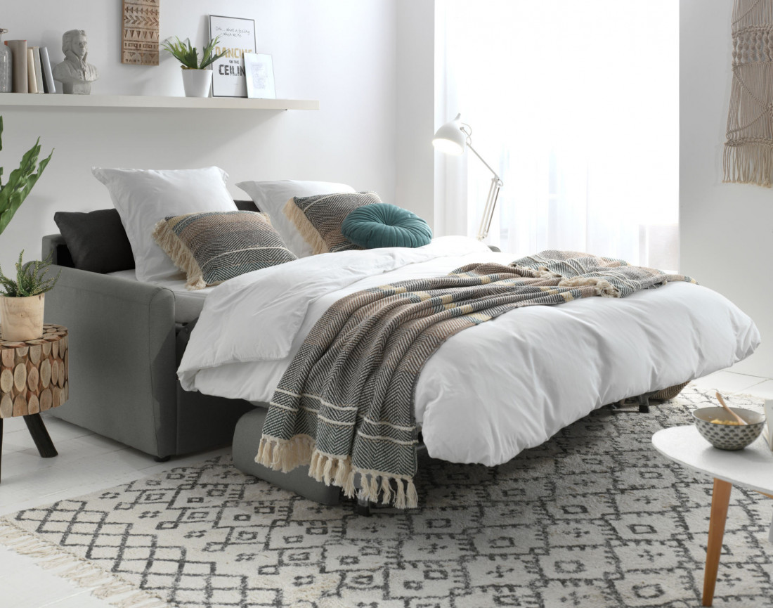 Canapé 3 places convertible express quotidien en tissu Ari