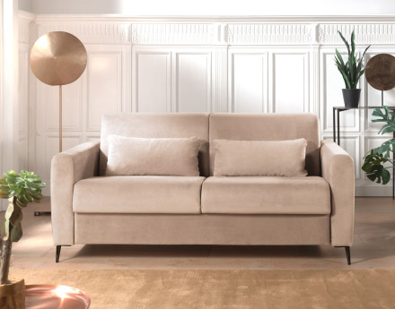 Canapé 3 places convertible express quotidien en velours Owen