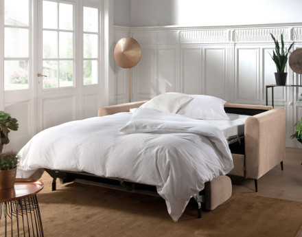 Canapé 3 places convertible express quotidien en velours Owen