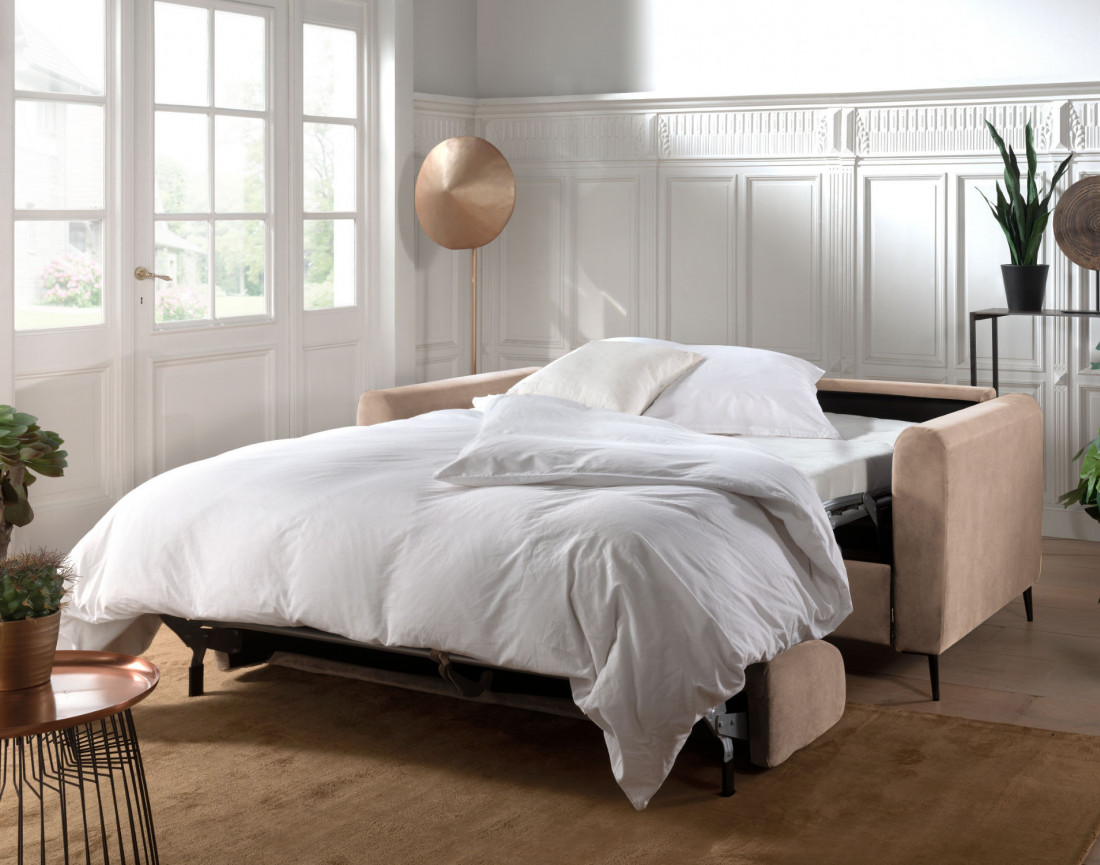 Canapé 3 places convertible express quotidien en velours Owen