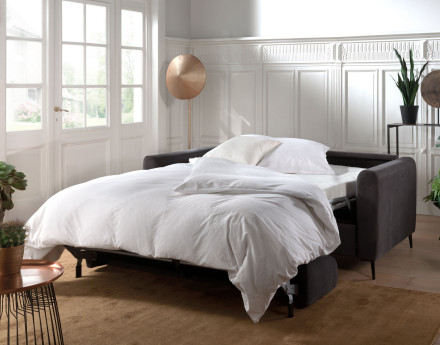 Canapé 3 places convertible express quotidien en velours Owen