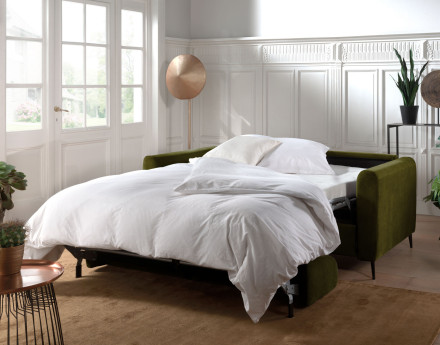 Canapé 3 places convertible express quotidien en velours Owen