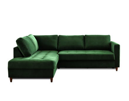 Canapé d'angle gauche 5 places convertible en velours Anna