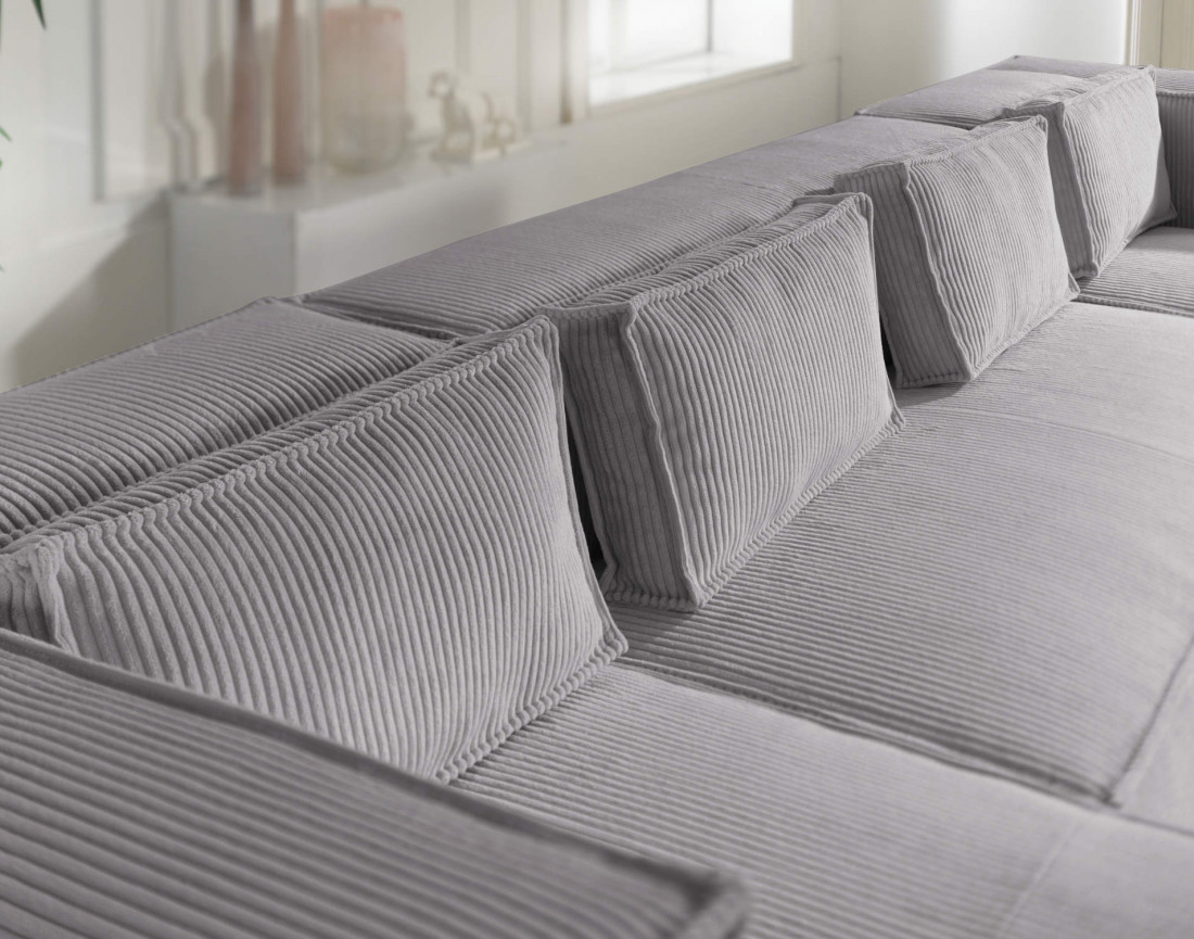 Stella - canapé panoramique en velours côtelé - 7 places - style contemporain