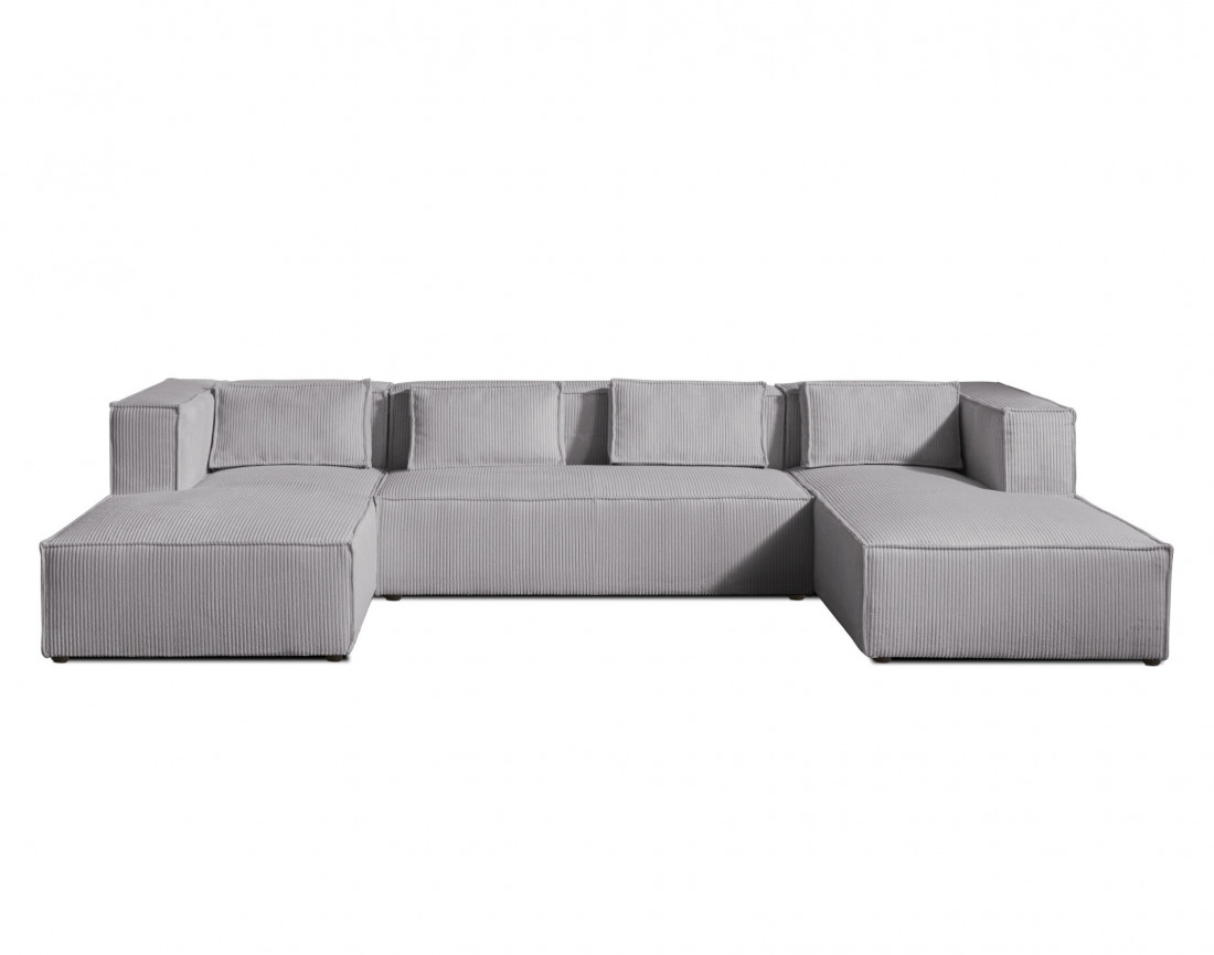 Stella - canapé panoramique en velours côtelé - 7 places - style contemporain