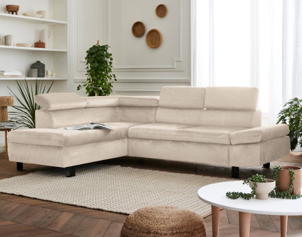 Canapé d'angle convertible 5 places avec têtières Nairobi - Gauche