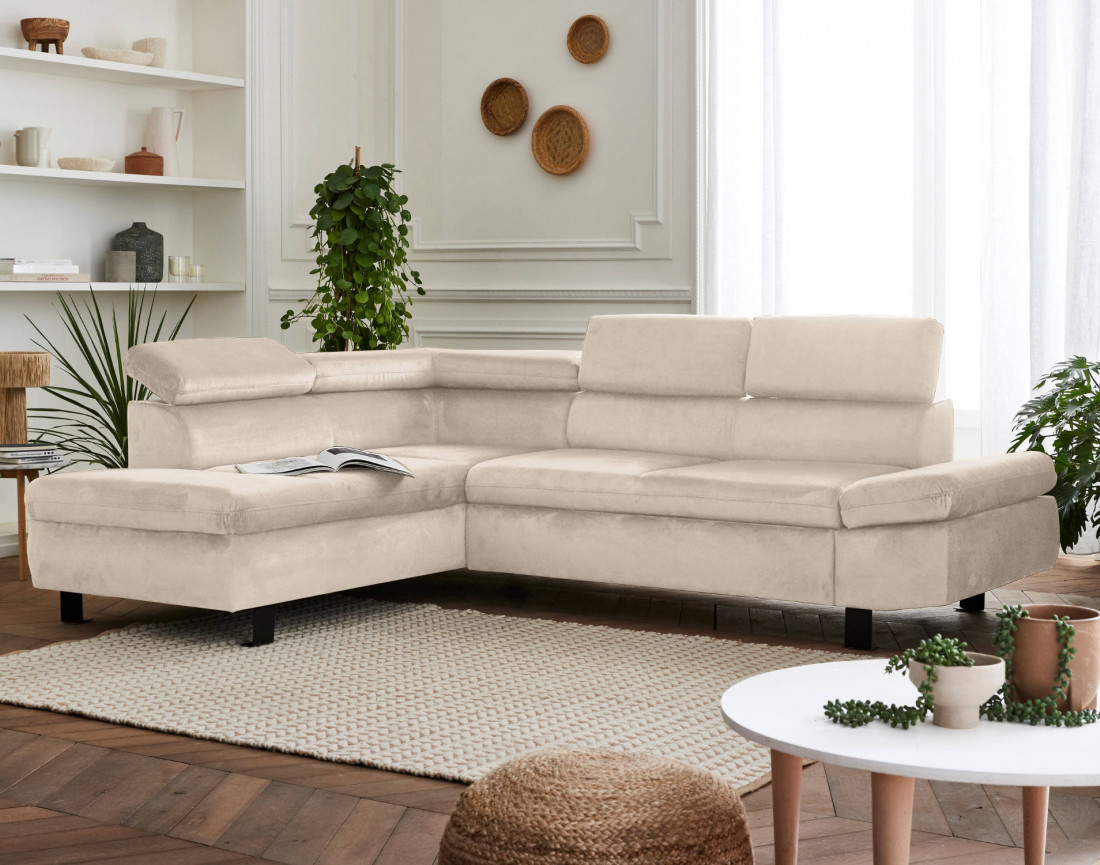 Canapé d'angle convertible 5 places avec têtières Nairobi - Gauche