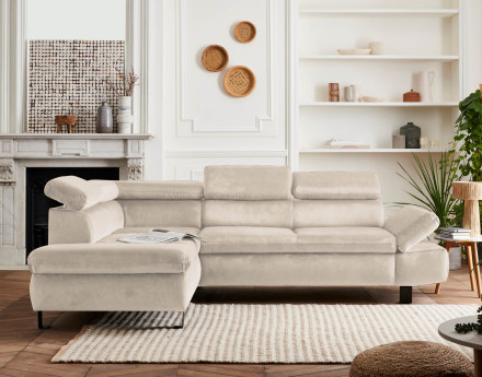 Canapé d'angle convertible 5 places avec têtières Nairobi - Gauche