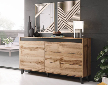 Lord - buffet bas 3 tiroirs et 1 porte 138 cm