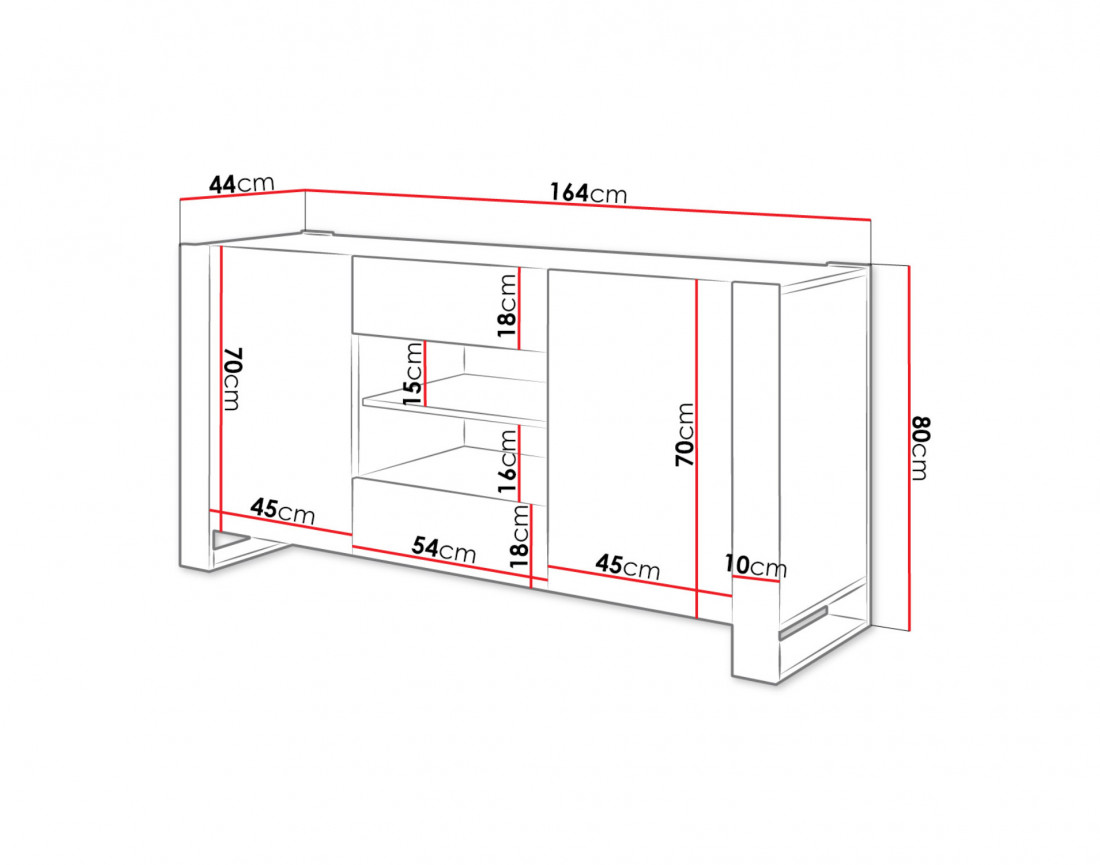Willow - buffet bas bois et gris - style industriel - 164 cm