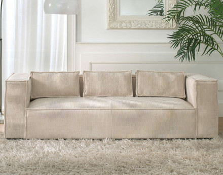 Stella - canapé fixe 3 places - en velours côtelé - style contemporain