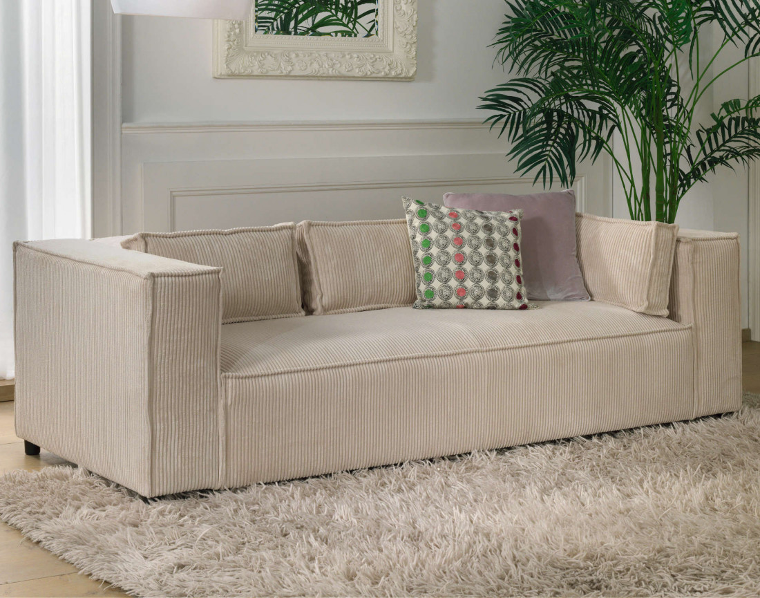 Stella - canapé fixe 3 places - en velours côtelé - style contemporain