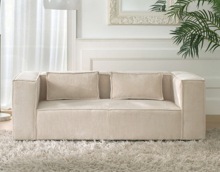 Stella - canapé fixe 2 places - en velours côtelé - style contemporain