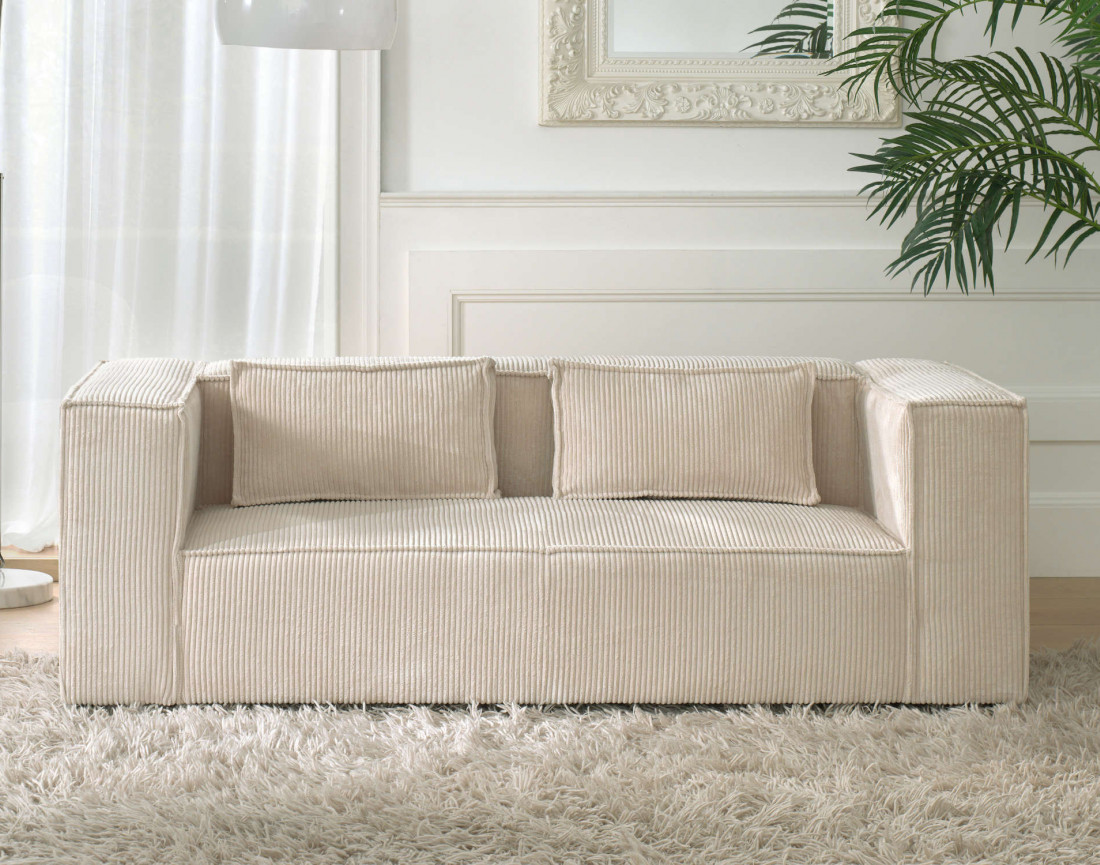 Stella - canapé fixe 2 places - en velours côtelé - style contemporain