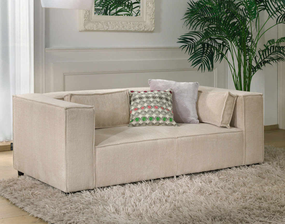 Stella - canapé fixe 2 places - en velours côtelé - style contemporain