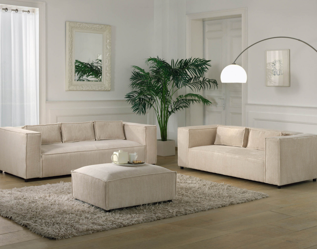 Stella - canapé fixe 2 places - en velours côtelé - style contemporain