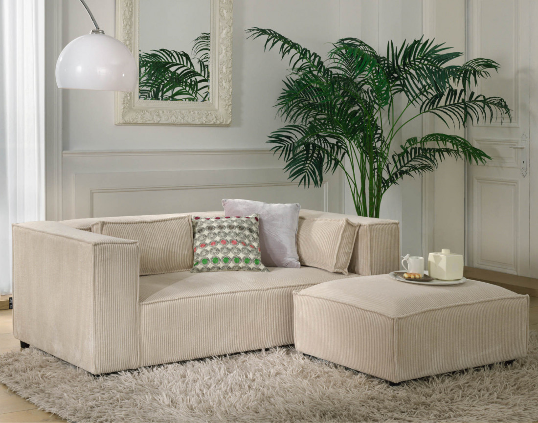 Stella - canapé fixe 2 places - en velours côtelé - style contemporain