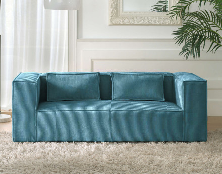 Stella - canapé fixe 2 places - en velours côtelé - style contemporain