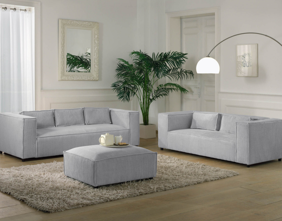 Stella - canapé fixe 2 places - en velours côtelé - style contemporain