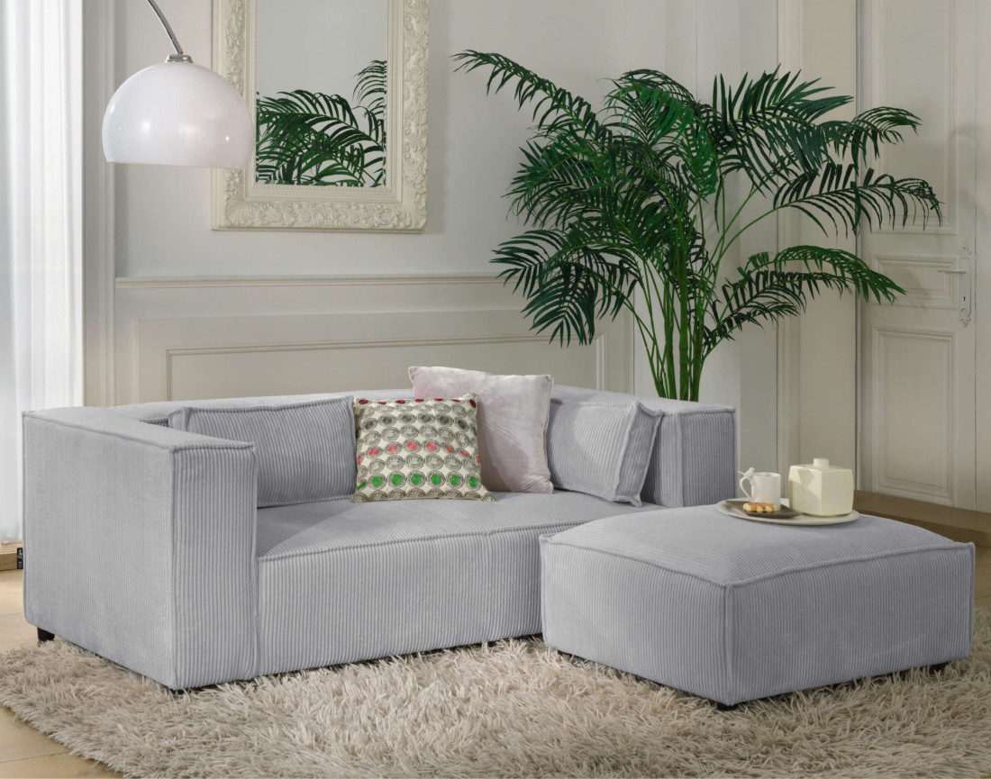 Stella - canapé fixe 2 places - en velours côtelé - style contemporain