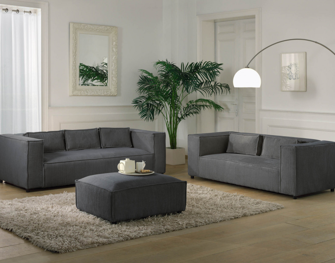 Stella - pouf en velours côtelé au style contemporain