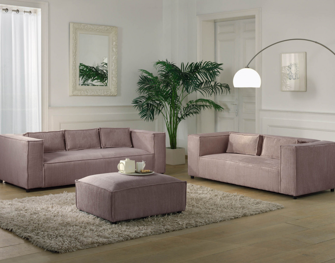 Stella - pouf en velours côtelé au style contemporain