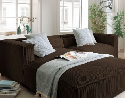 Ela - canapé d'angle gauche 4 places - en velours côtelé - style contemporain