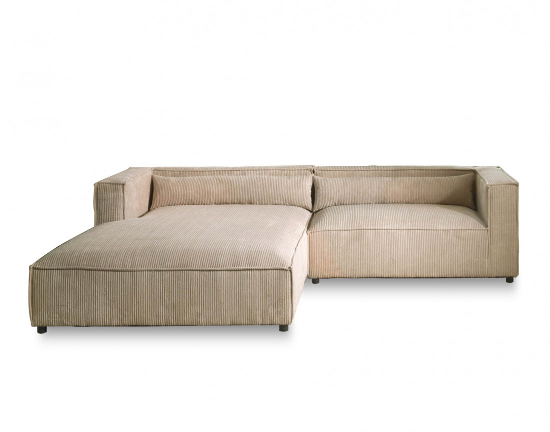 Ela - canapé d'angle gauche 4 places - en velours côtelé - style contemporain