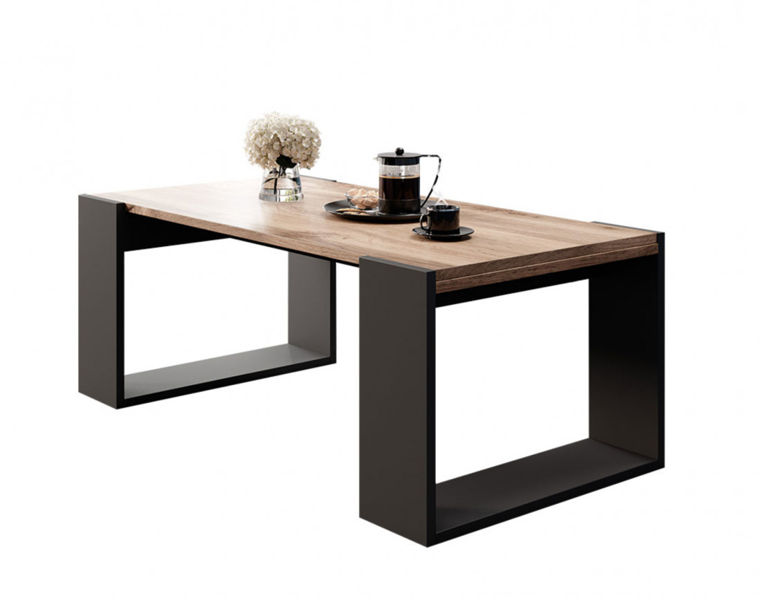 Willow - table basse bois et gris - style industriel - 120 cm