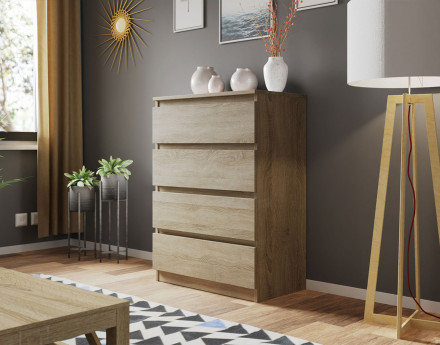 Celia - Commode 4 tiroirs en bois - 70 cm - style contemporain