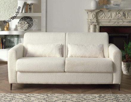 Canapé 3 places convertible express quotidien en tissu bouclette Owen