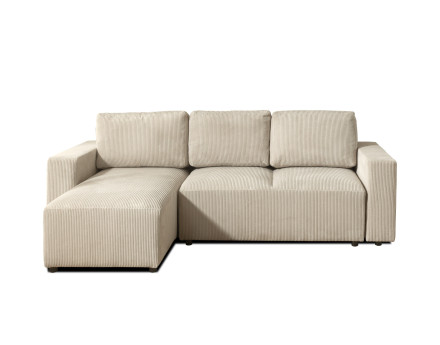 Canapé d'angle 4 places convertible avec coffre en velours côtelé Livy