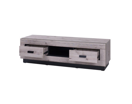 Otis - meuble TV bois gris 2 tiroirs et 1 niche 170 cm