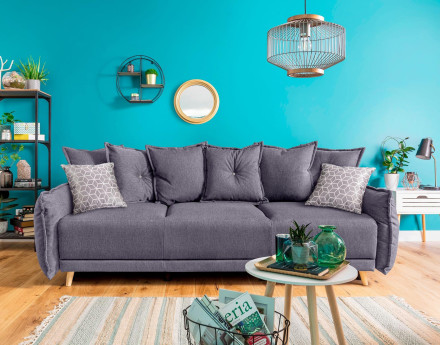 Lena - canapé 3 places convertible avec coffre au style scandinave