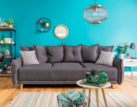 Lena - canapé 3 places convertible avec coffre au style scandinave