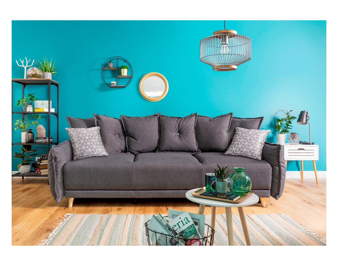 Lena - canapé 3 places convertible avec coffre au style scandinave