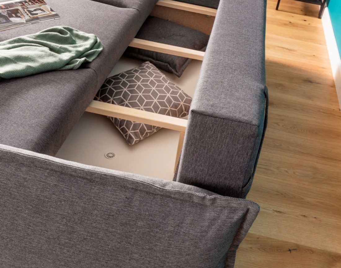 Lena - canapé 3 places convertible avec coffre au style scandinave