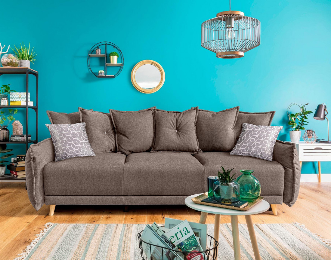 Lena - canapé 3 places convertible avec coffre au style scandinave