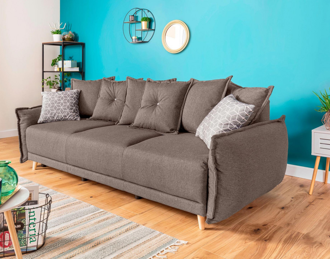Lena - canapé 3 places convertible avec coffre au style scandinave