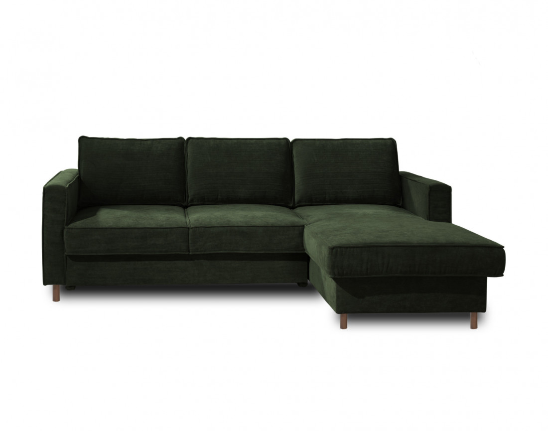 Canapé d'angle droit convertible avec coffre 4 places en velours côtelé Jake