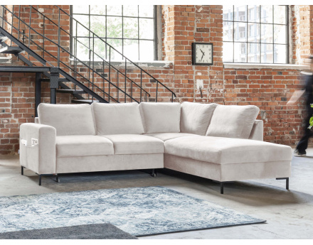 Canapé d'angle droit 5 places convertible en velours Lilly