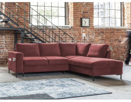 Canapé d'angle droit 5 places convertible en velours Lilly