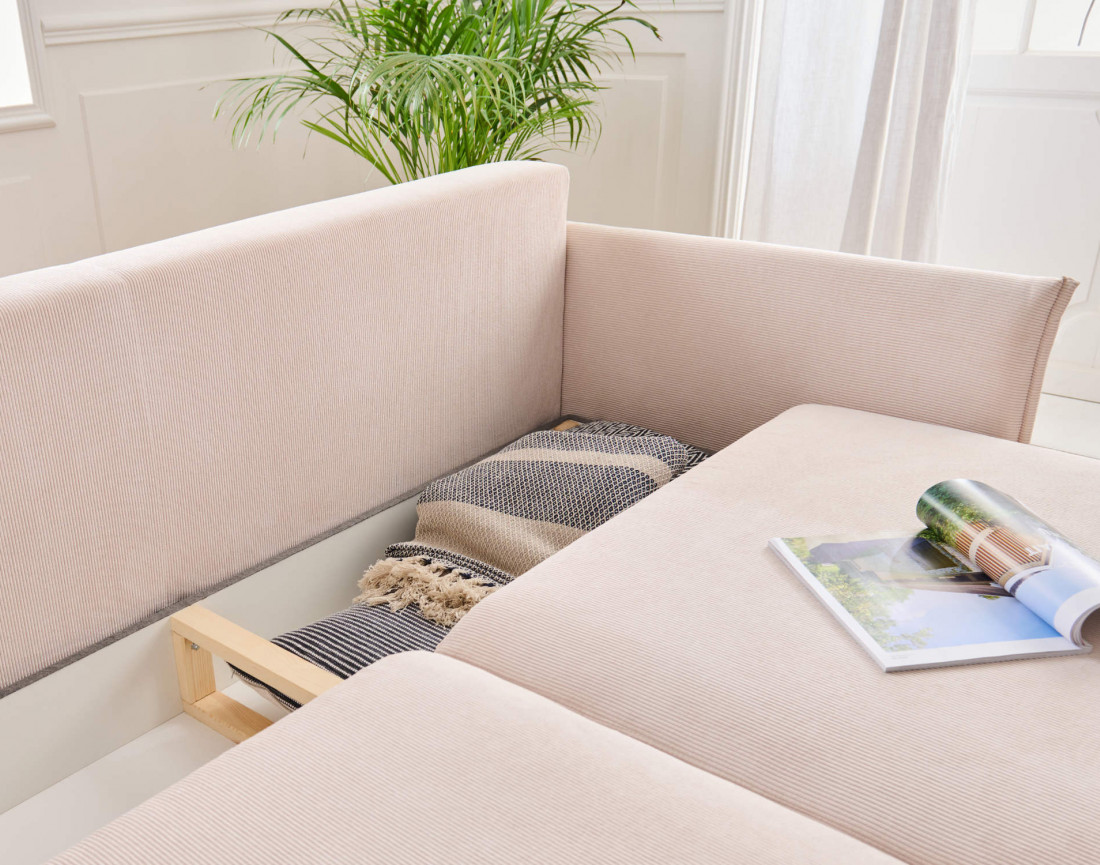 Valentina - canapé 3 places convertible avec coffre en velours côtelé - style contemporain