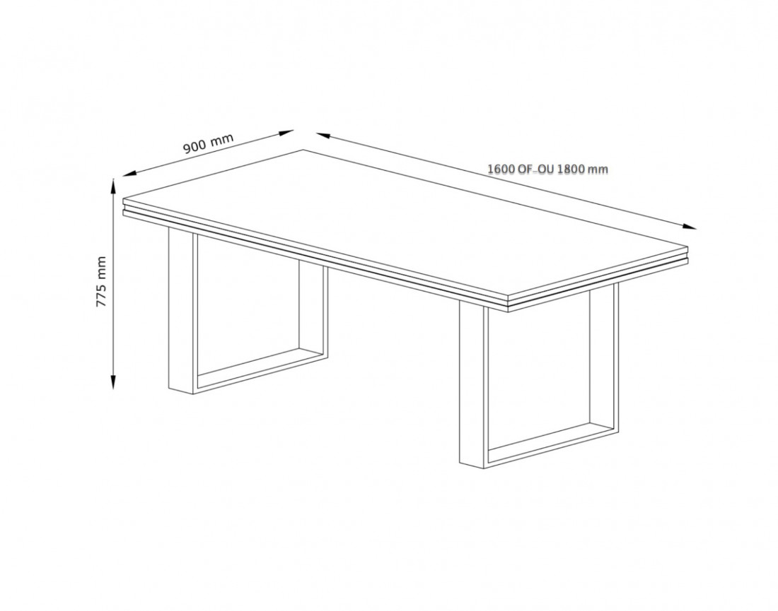 Otis - table à manger bois gris - style contemporain - 180 cm