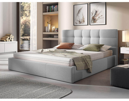 Mael - lit coffre 180x200 cm - en tissu et sommier inclus